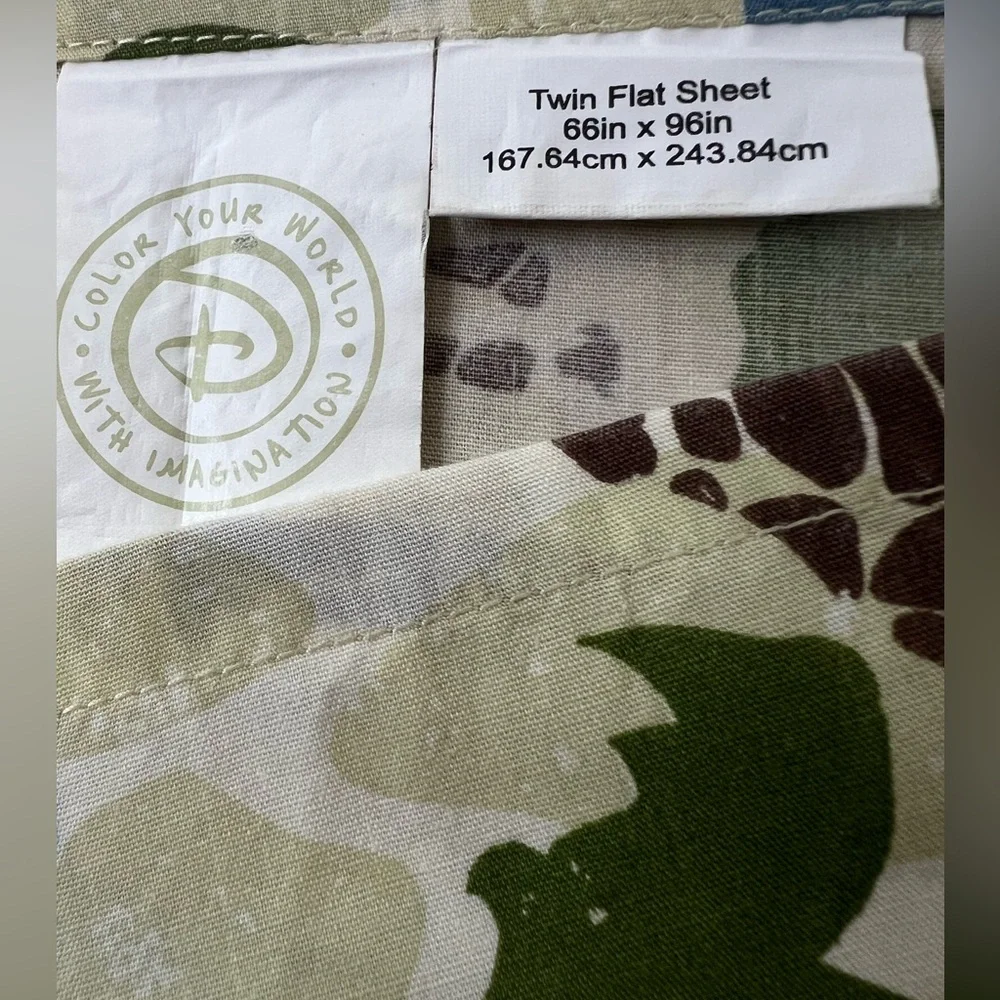 Vtg Disney Twin Flat Fitted Sheets Safari Zoo Color Your World Zebra Giraffe